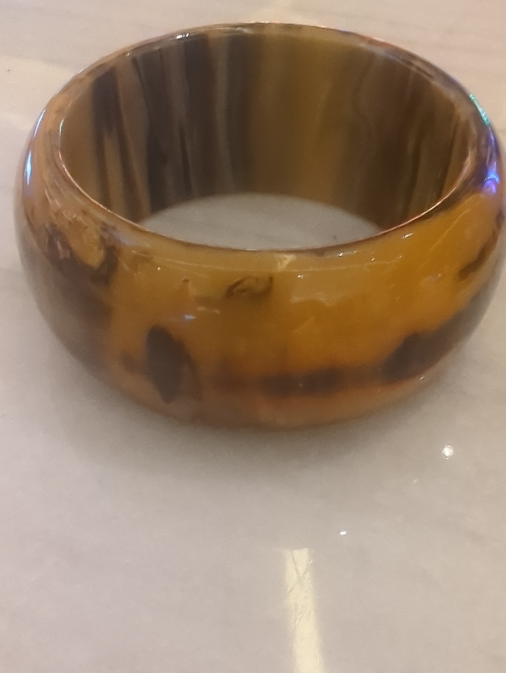 Wide Amber Tortoiseshell Resin Bangle Bakelight